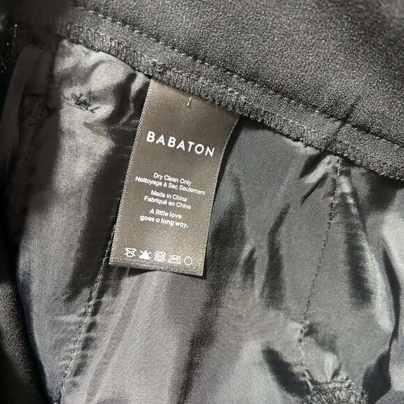 Babaton Black Slim-Fit Trousers W/ White Side Stripe Elastic Waist Womens Size S - Picture 7 of 12